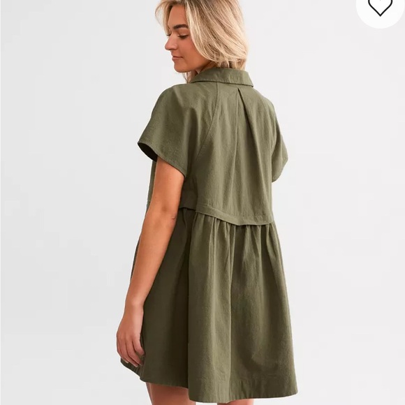 NWT Free People Ronnie Poplin Mini Dress - green - Picture 4 of 8